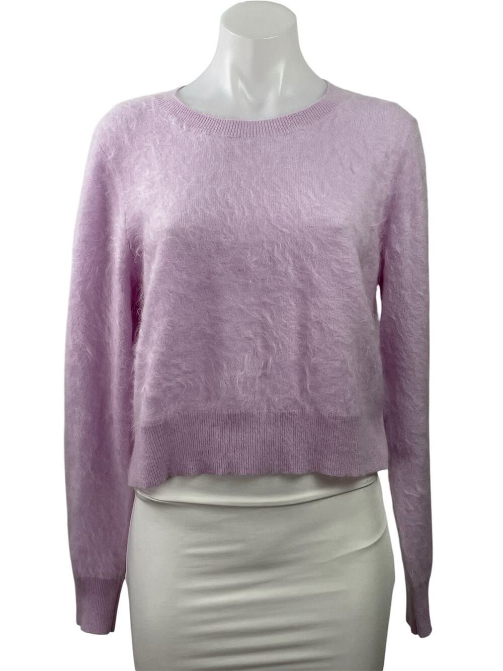 J.Crew Cashmere Women's Purple Lilac Long Sleeve Crop Knit Sweater Top Size M